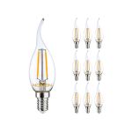 Confezione Multipack 10x Noxion Lucent LED E14 Piegato-tip Candela Filamento Chiara 2.5W 250lm - 827 Bianco Molto Caldo | Sostitutiva 25W