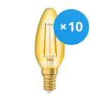 Confezione Multipack 10x Ledvance Vintage 1906 LED E14 Candela Oro 1.5W 120lm - 824 Bianco Molto Caldo | Sostitutiva 15W