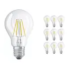 Confezione Multipack 10x Ledvance CLASSIC LED E27 Pera Filamento Chiara 4W 470lm - 840 Bianco Freddo | Sostitutiva 40W